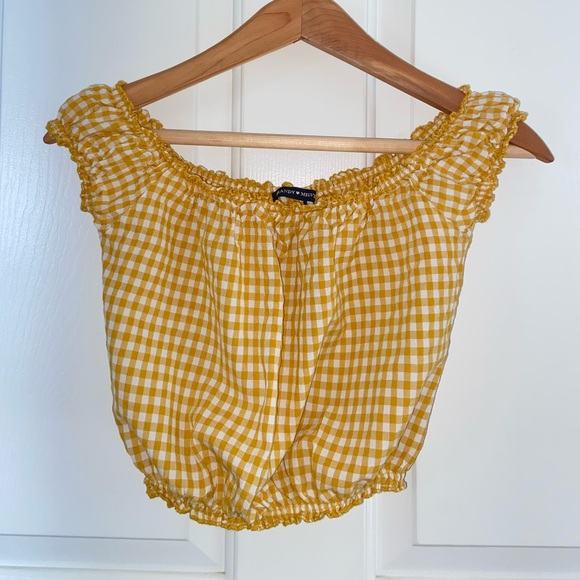 Brandy Melville Tops - Brandy Melville Yellow Gingham Plaid Crop Top